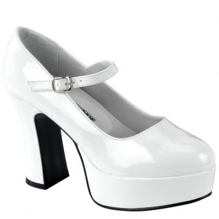 Chaussures escarpins gothiques blanches vernies plateforme maryjane-50 